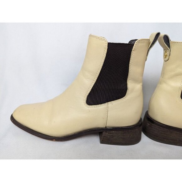 Sam Edelman 7 Thelma Eggshell Chunky Heel Pull On Squared Toe Ankle Boots Bootie - Picture 10 of 16